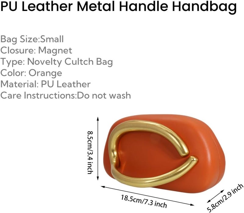 Tasysain Women PU Leather Metal Handle Handbag Trendy Commuting Compact Stone Purse Hand-held Causal Shoulder Clutch Bag - Image 4